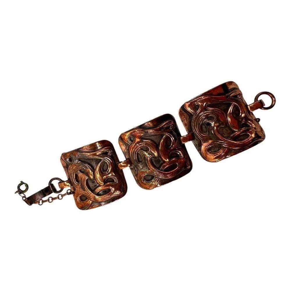 Chunky copper toned statement bracelet